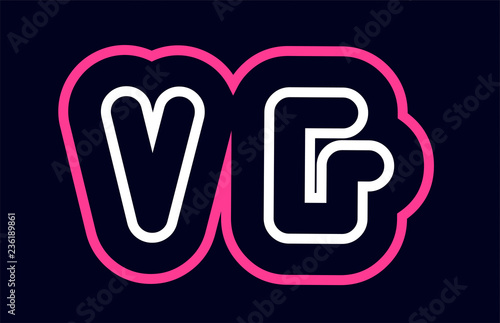 pink white blue alphabet combination letter vg v g logo company icon design