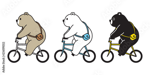 Bear vector polar bear bicycle riding cartoon character icon logo illustration doodle