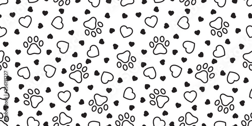 Dog Paw seamless pattern heart vector french bulldog valentine footprint cartoon tile background repeat wallpaper scarf isolated illustration gift wrap