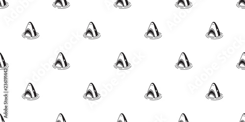 Shark seamless pattern vector fish dolphin whale fin scarf isolated illustration tile background repeat wallpaper © CNuisin