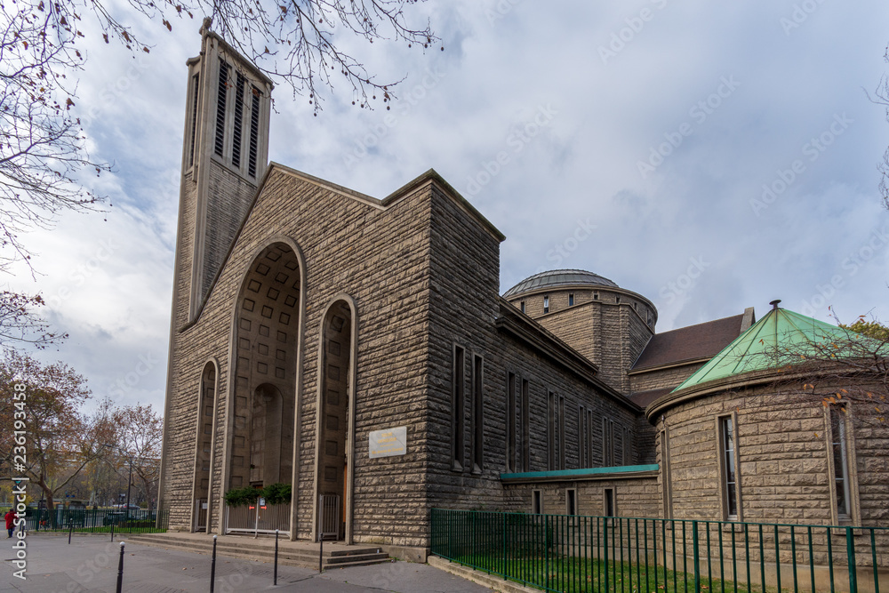 Eglise catholique Sainte-Jeanne-de-Chantal, Porte de St-Cloud, Paris,  France Stock Photo | Adobe Stock