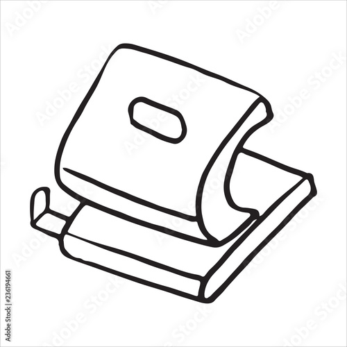 Hole puncher in doodle style. Vector illustration
