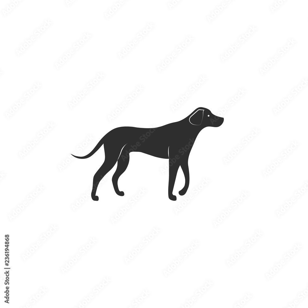 Vector illustration. Flat style icon of rhodesian ridgeback for different design. Cute hunting dog. Simple silhouette pictogram for different design.