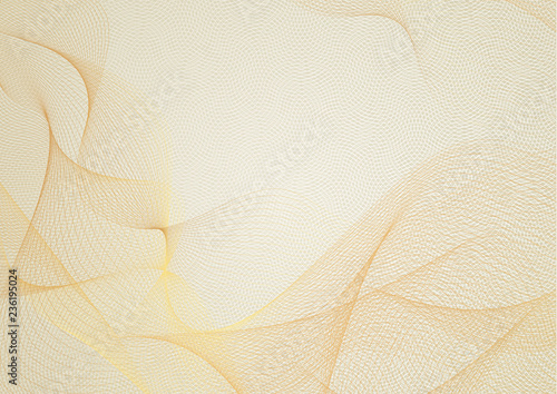 Abstract guilloche pattern (gold vector complicated red line texture). Blank background useful for business layout, backdrop for design project certificate, diploma, official document, formal paper