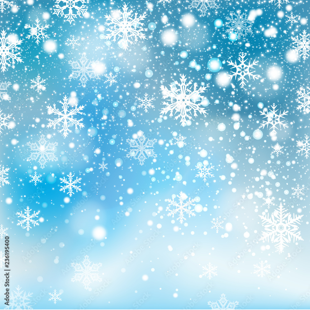Winter falling snow background