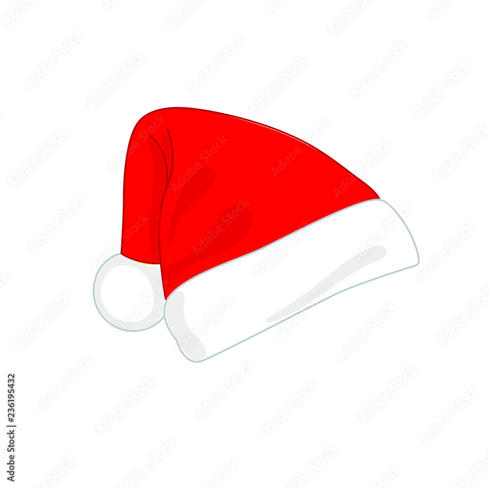 Red Santa hat, simple flat design. Vector Red Santa hat, simple flat design. Vector