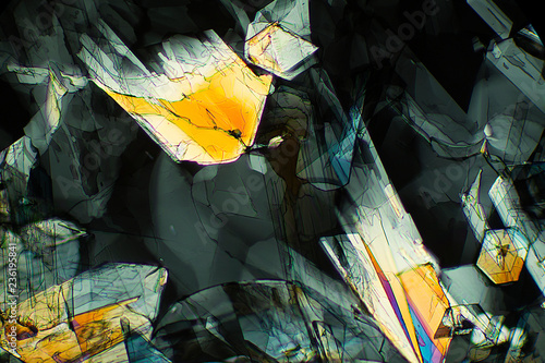 Photos Abstract micrograph of methionine, an amino acid, at 40X.
