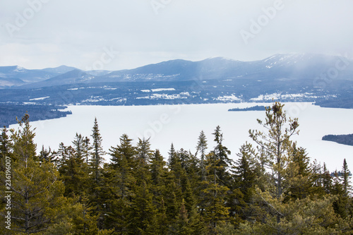 Scenic view from the summit of Bald Mountain, Oquossuc, Maine.