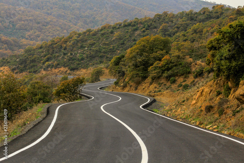 road between green hills 