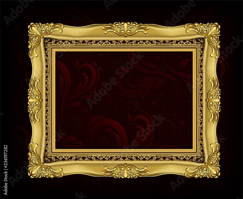 Invitation of Golden Photo Frame vector design