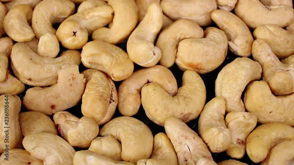 Cashew seed nut looping texture pattern closeup video Cashew seed nut looping texture pattern closeup video