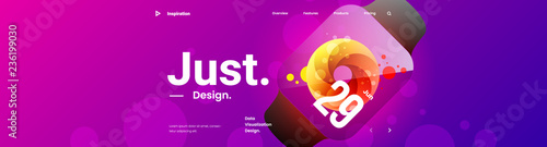 Creative horizontal website screen part for responsive web design project development. Smart watch mock up bright colorful banner layout. Corporate landing page block vector illustration template.