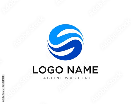 Element Fluid Yin Yang Combination Mix Letter "CC / S / SC" Logo Template