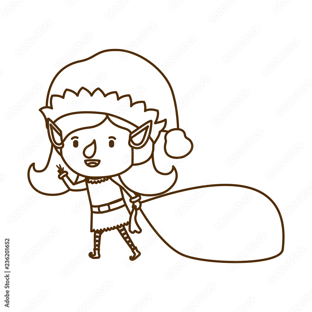 elf woman with gift bag avatar character elf woman with gift bag avatar character