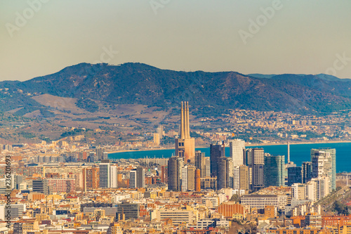 Aerial View Barcelona City, Spain