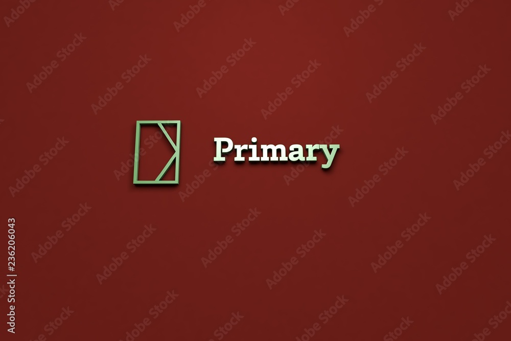 Illustration of Primary with green text on brown background Illustration of Primary with green text on brown background