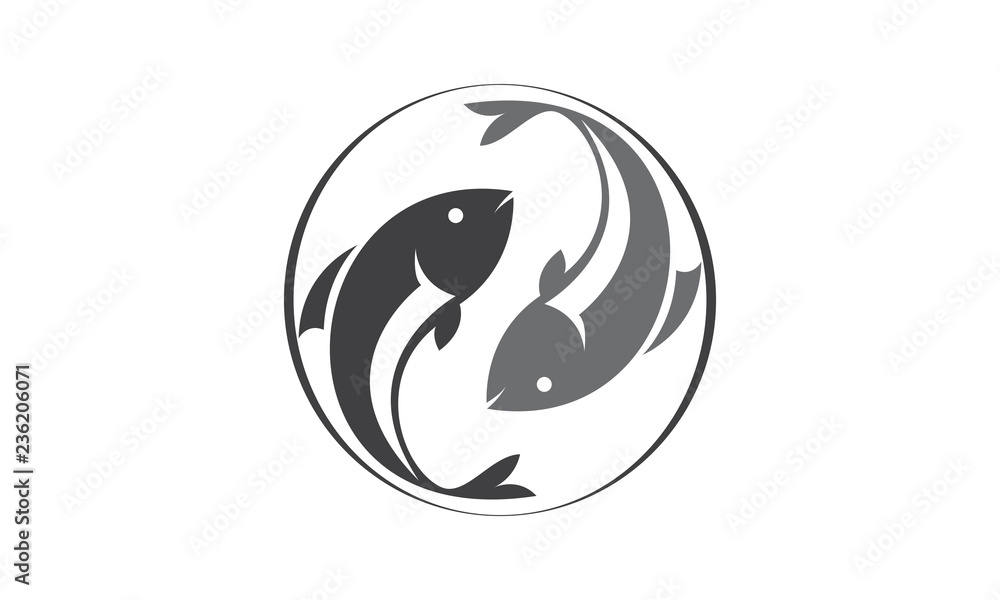 Double fish and circle logo Double fish and circle logo