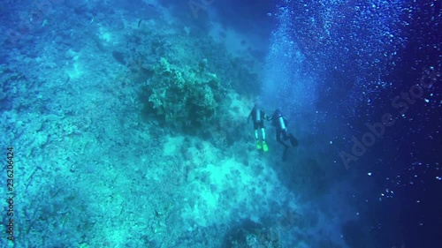 Wallpaper Mural cave dive underwater diving blue scuba divers exploring Torontodigital.ca