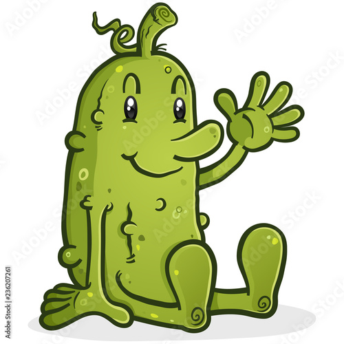 Pickle Cartoon Character Sitting Down Relaxing
