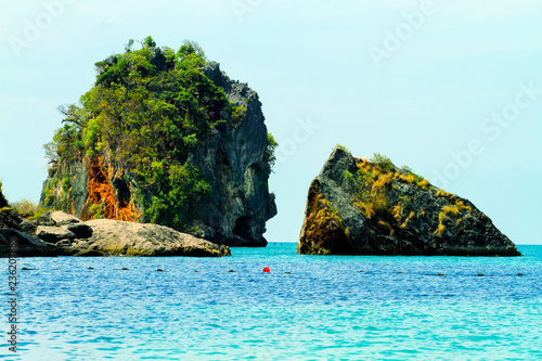 Crystal clear water and beautiful sky at the Andaman Sea Krabi Province, South of Thailand.