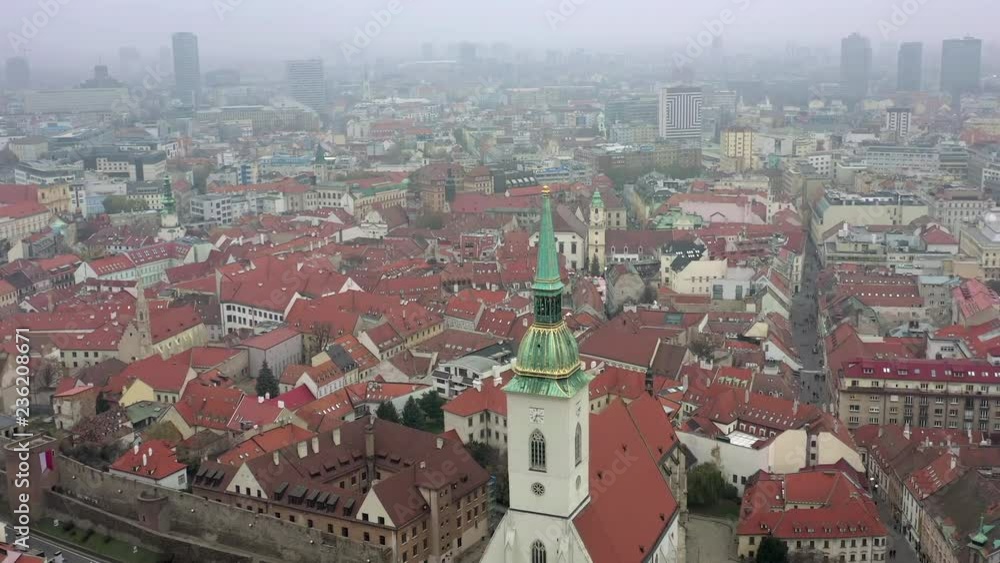 The Streets and Shopping District of Old Town Bratislava Aerial View The Streets and Shopping District of Old Town Bratislava Aerial View