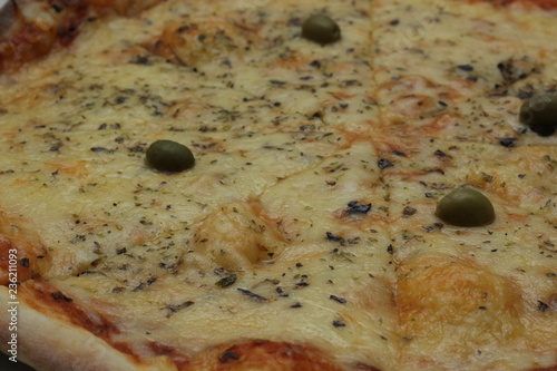 close up of slice of pizza