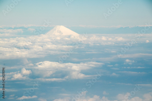 Fuji mountain in Japan with the group of cloud in the aerial view background © bankrx