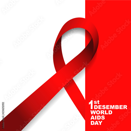 Vector of world aids day symbol. 1st December World Aids Day. Aids Awareness.Red ribbon.banner or poster of world aids day