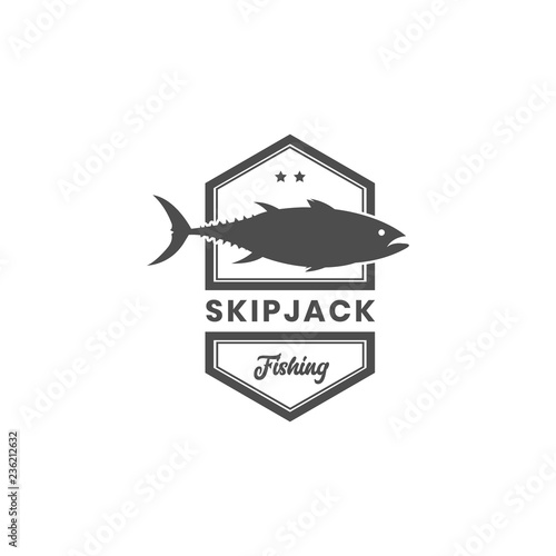 Vintage skipjack mackarel tuna fishing logo template