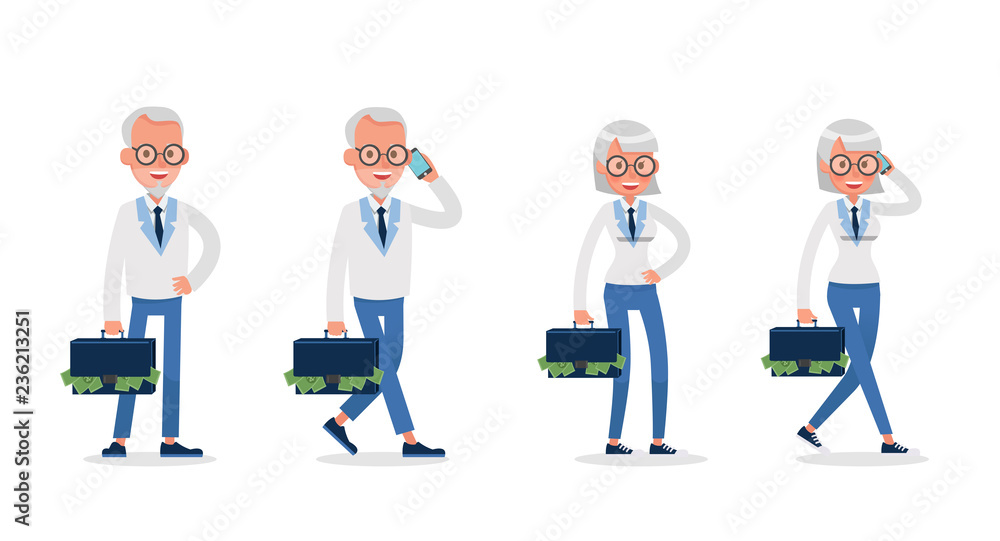 business people working and different poses action character vector design no4