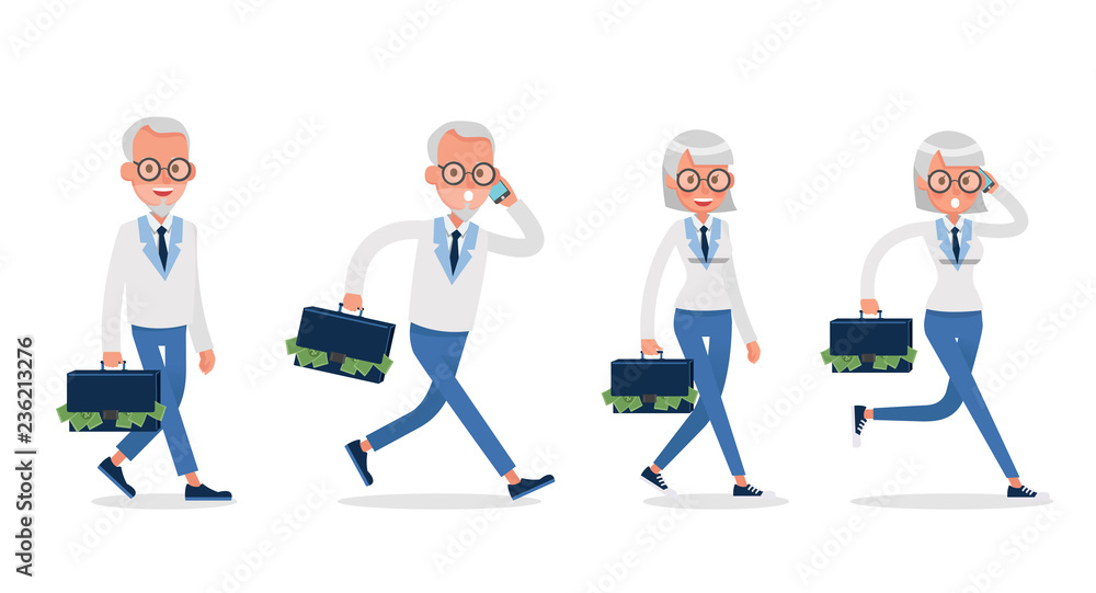 business people working and different poses action character vector design no5
