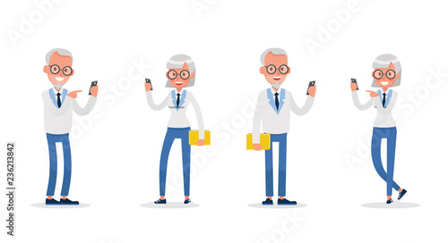 business people working and different poses action character vector design no22