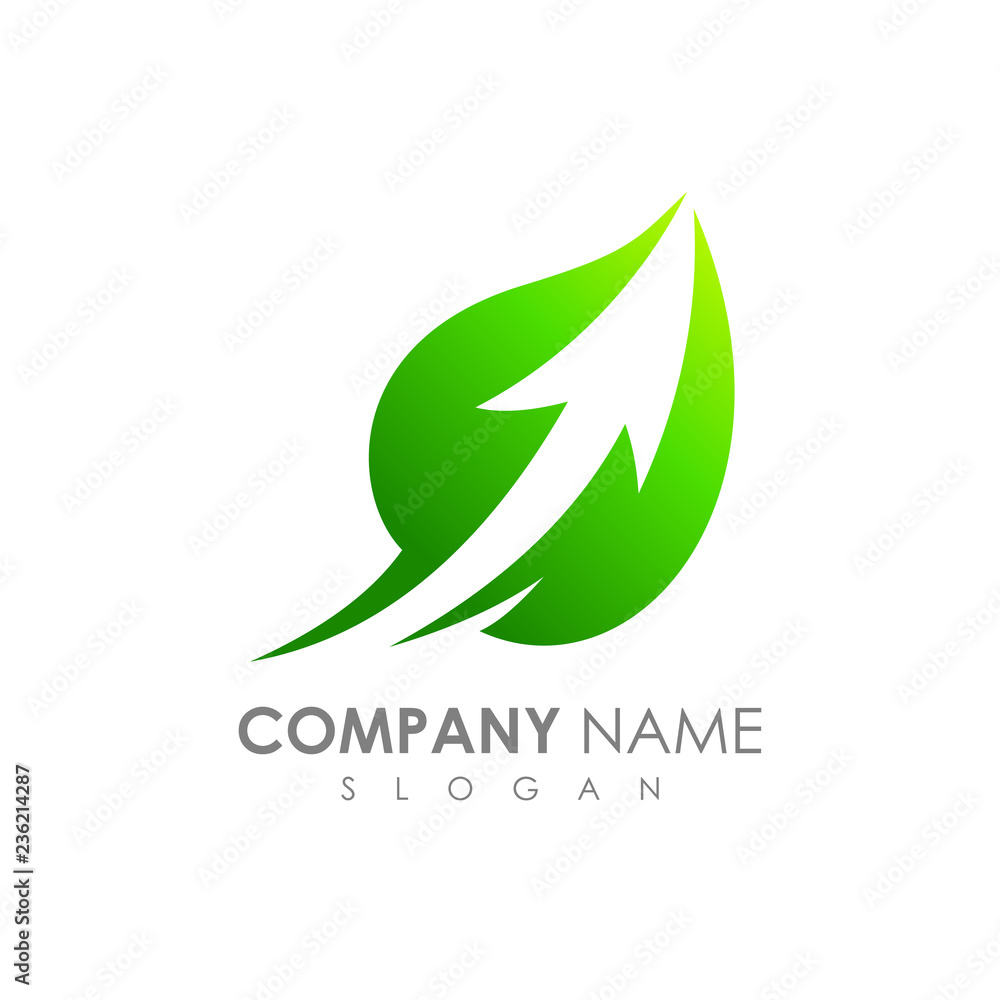 Leaf And Arrow Logo Template. Fast Arrow Launch Inside Leaf Shape Leaf And Arrow Logo Template. Fast Arrow Launch Inside Leaf Shape