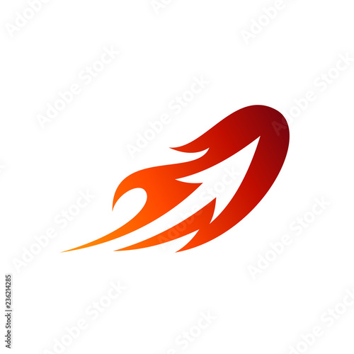 Comet Arrow Logo Design. Fire Launch With Arrow Shape Inside Business Logo Template
