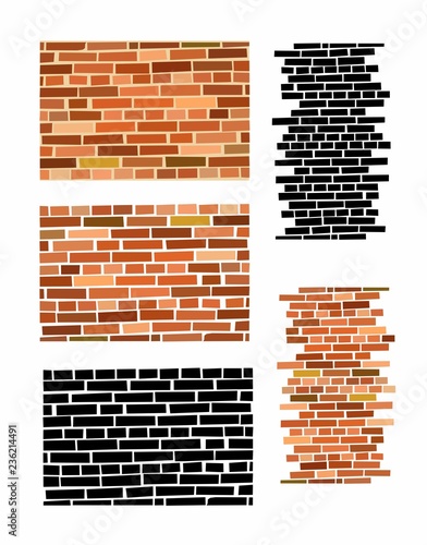 Red brick wall seamless Vector illustration background - texture pattern for continuous replicate.