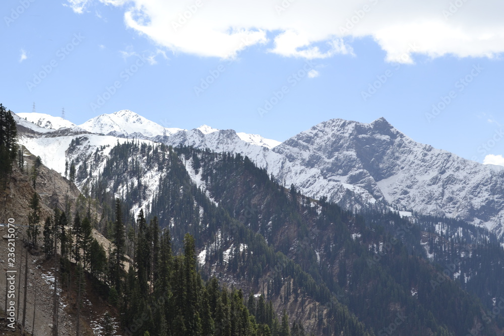 A view of snow covered mountain on Mughal Road