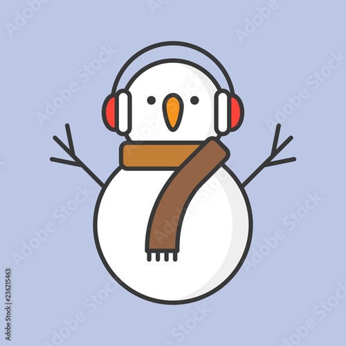 snowman editable outline icon, winter christmas theme