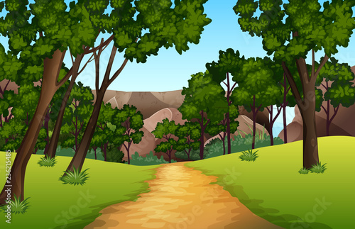 Forest pathway landscape scene