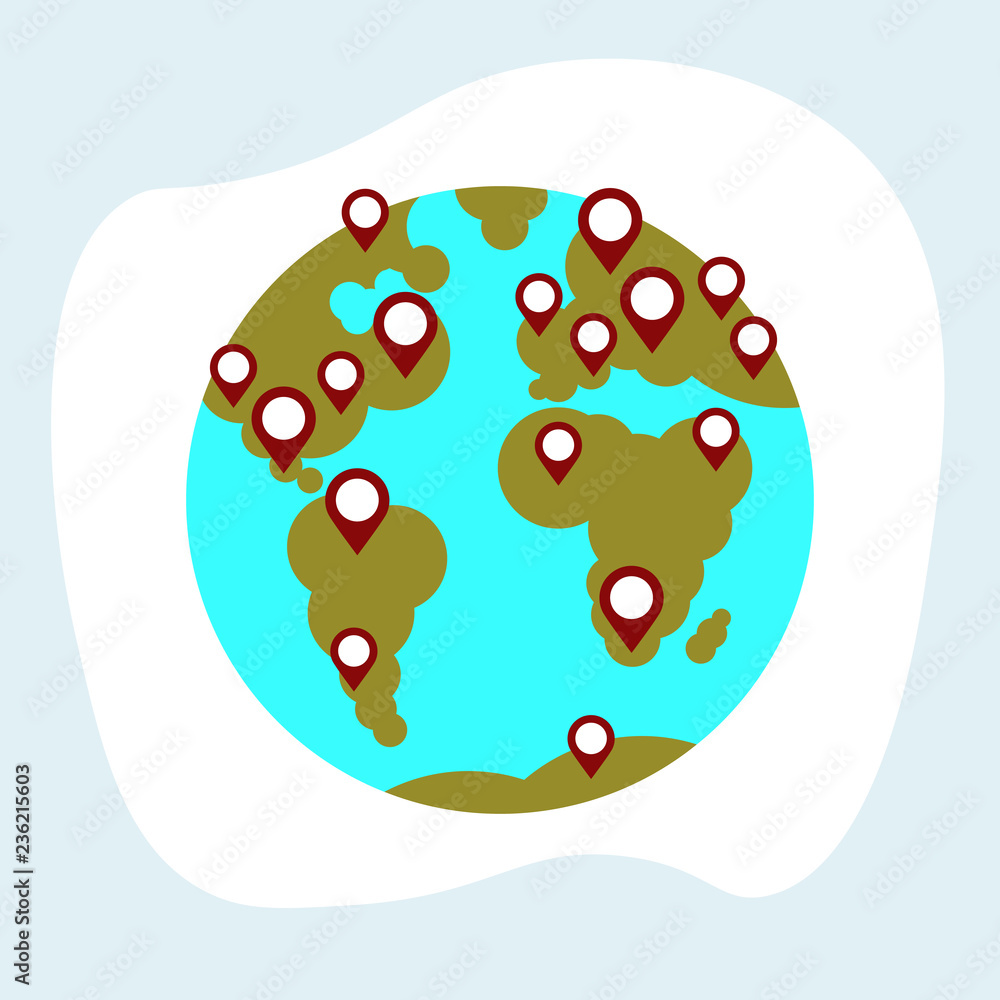 Travel around world map pointers earth globe Travel around world map pointers earth globe