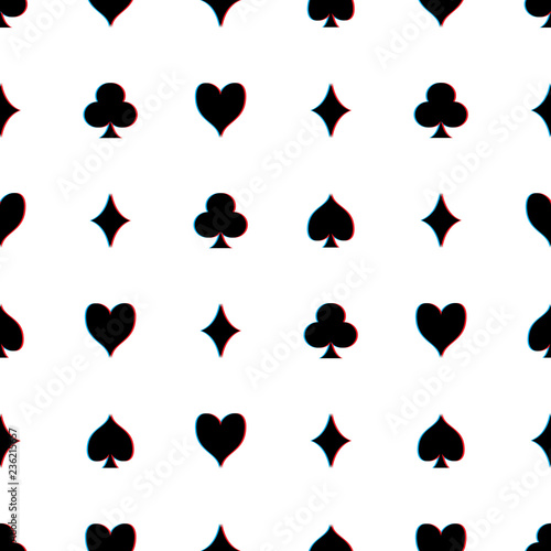 seamless pattern background created by card suit object and make it to anaglyph style