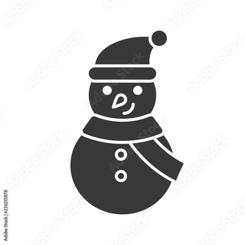 snowman icon in silhouette design for use as material in christmas theme