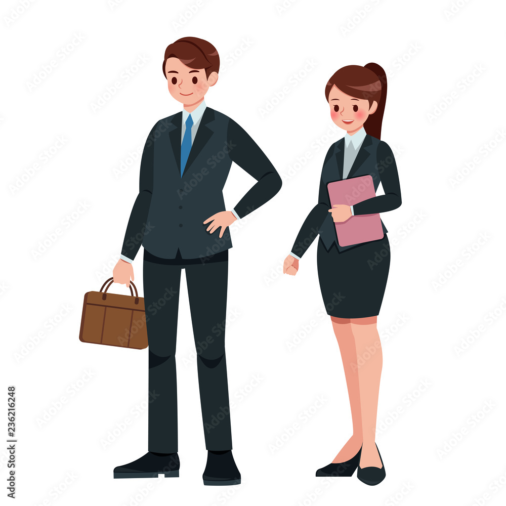 Cartoon business man and woman Cartoon business man and woman