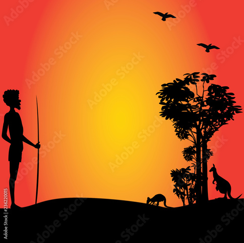 Australian man hunting kangaroos