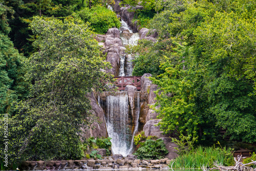 Photography Huntington Falls, an artificial waterfall flowing from the top of Strawberry Hil