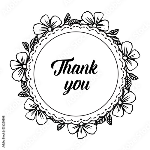 Vector thank you decorated floral hand draw