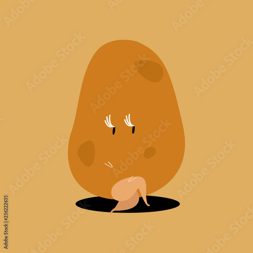 Organic potato cartoon character vector