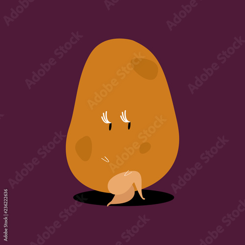 Organic potato cartoon character vector