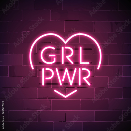 Girl power neon sign vector