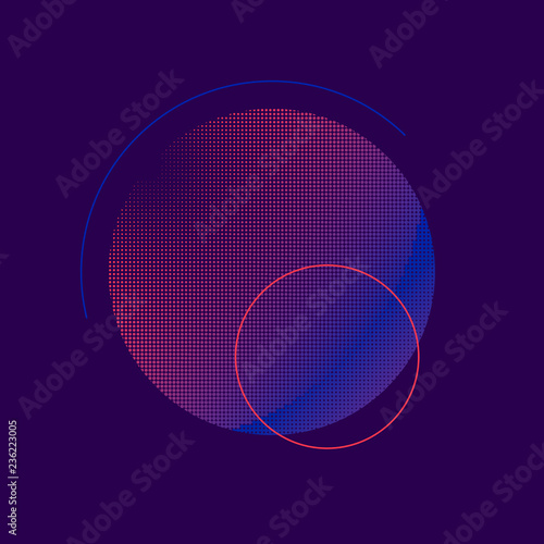 Purple and pink halftone badge vector
