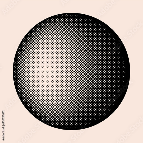 Black vintage halftone badge on beige background vector